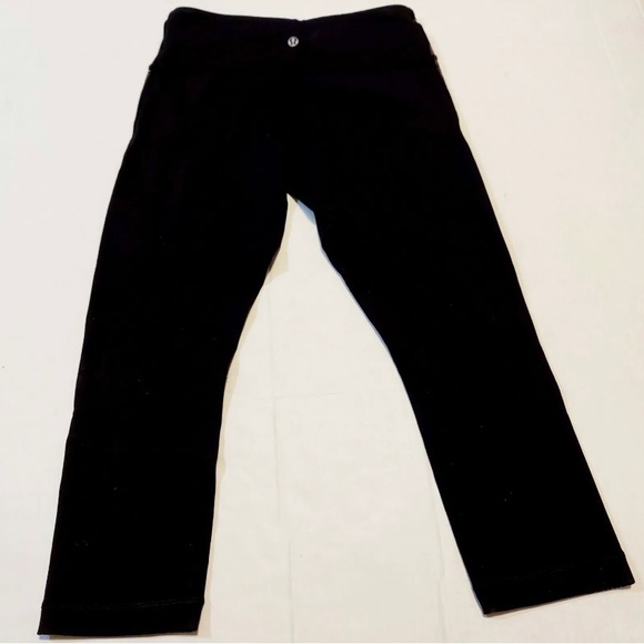 Lululemon Womens 4 Wunder Under Crop II Yoga Leggings Gold Brown Black (0156) - Picture 2 of 6